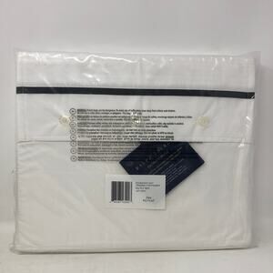 Ralph Lauren Organic Cotton Percale Palmer King Flat Sheet White Loft Gray New